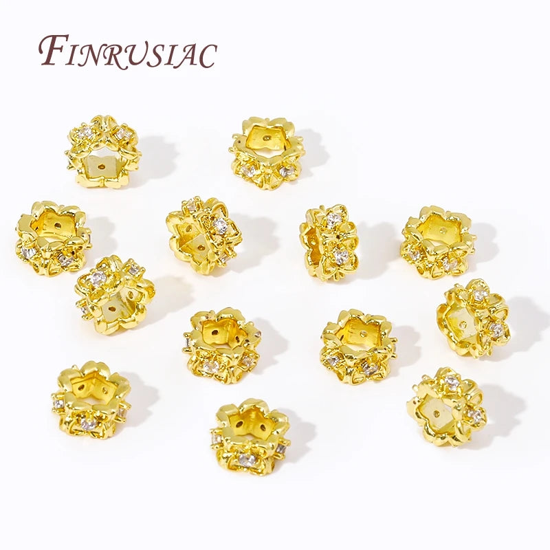 18K Gold Plated Brass Zircon Bead Separators – DIY Jewelry Jewelry Making Beads P3