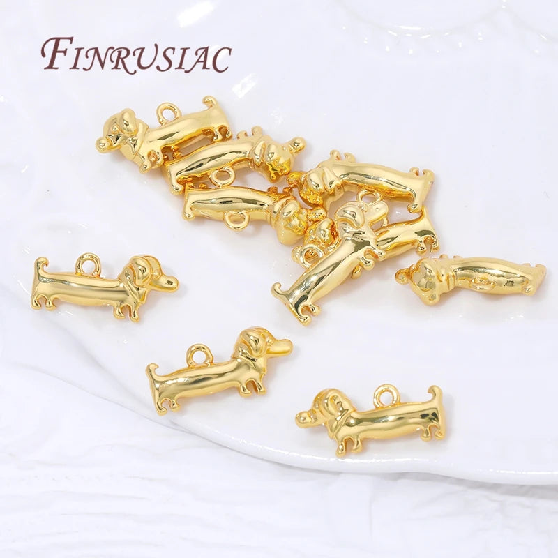 18K Gold Plated Brass Dog Charm – DIY Jewelry Making Pendant Jewelry Making Charm P3
