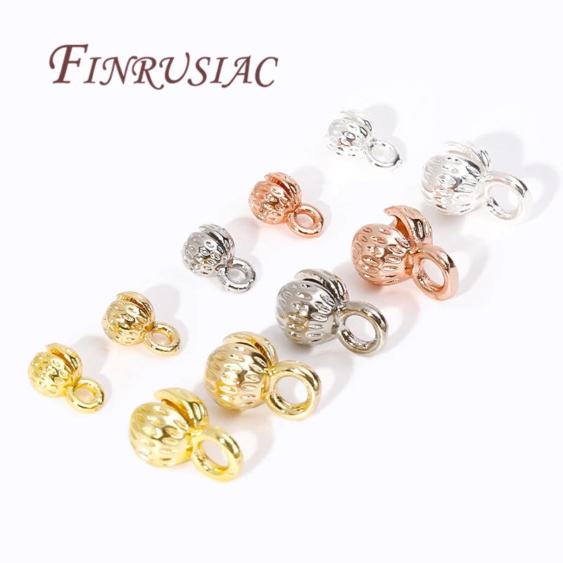 18K Gold Plated Brass Cord Ends 4/5.5mm Clam Shell Crimp Bead Tips Jewelry Findings P3