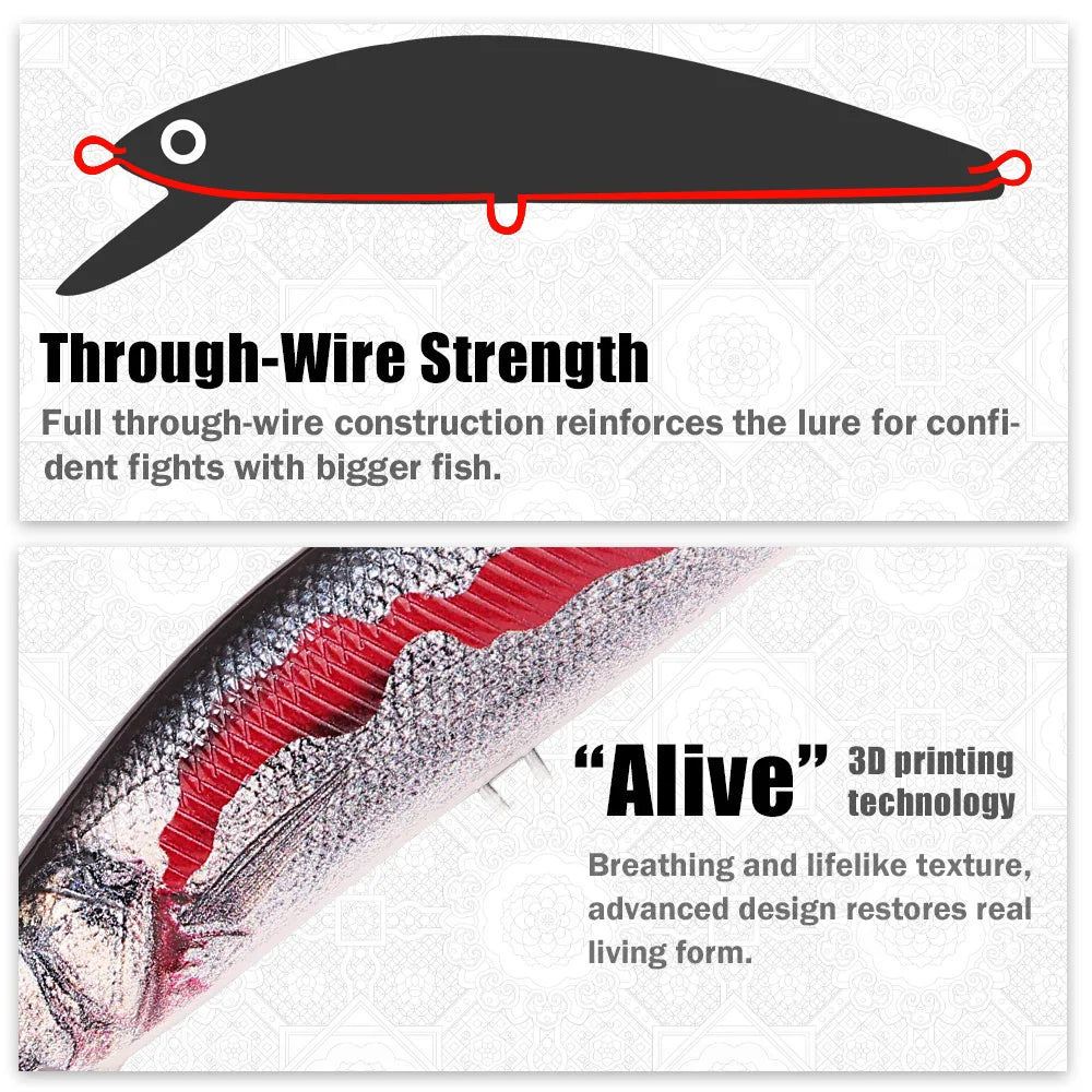 B&U 12cm Saltwater Sinking Minnow Jerkbait | BKK Hooks Saltwater Fishing Lure P3