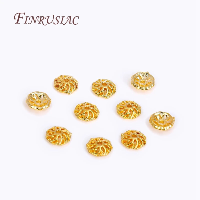 6mm 18K Gold Plated Flower Bead Caps – Brass Jewelry Findings Jewelry Bead Caps P3
