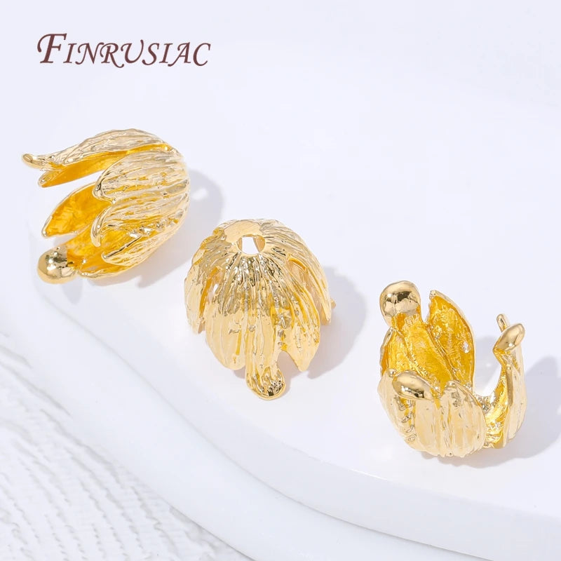 18K Gold Plated Tulip Bead Caps – Flower End Caps for DIY Jewelry Jewelry Bead Caps P3