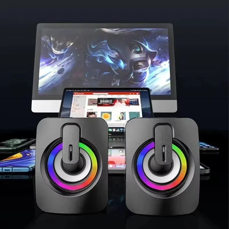 NOCCLILI HiFi Stereo PC Speakers – USB Mic & LED Light PC Desktop Speakers P3