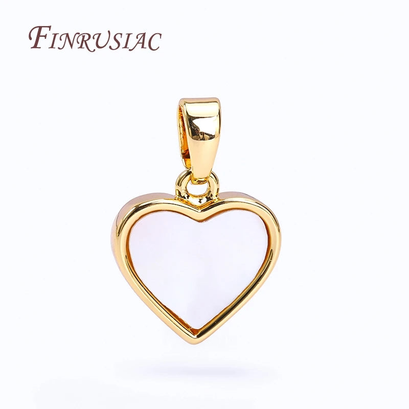 18K Gold Plated Heart Pendant Charms | Natural Shell DIY Jewelry Jewelry Pendant Charm P3