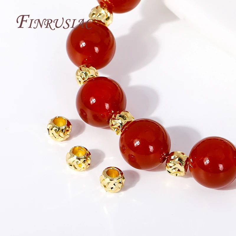 4mm 18K Gold Plated Corrugated Brass Spacer Beads for DIY Jewelry Jewelry Spacer Beads P3