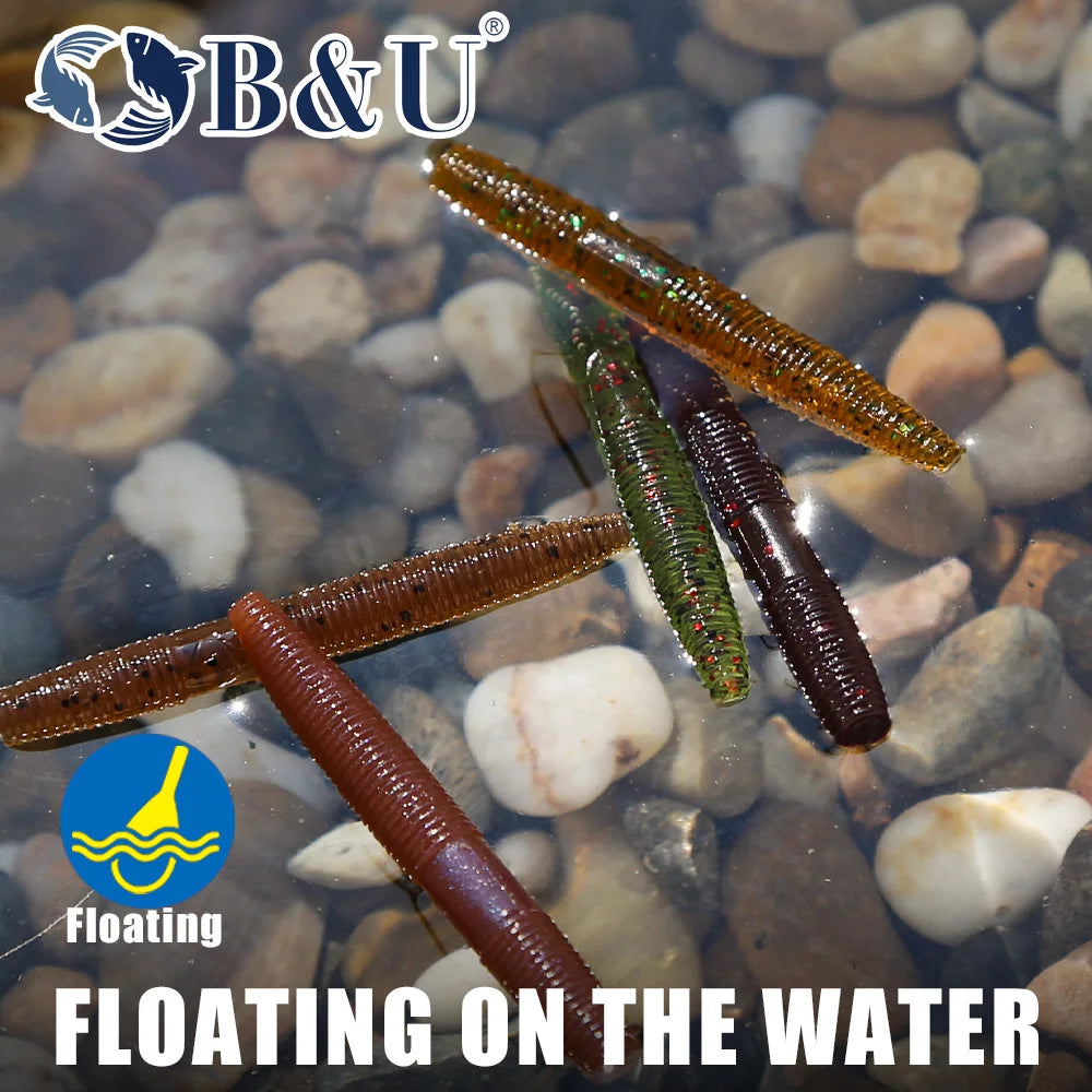 B&U Floating Senko Worm Soft Plastic Stickbait | Bass Perch Soft Plastic Lure P3