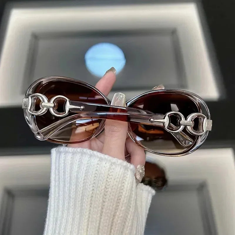 Vintage Round Sunglasses UV400 Large Frame Retro Women's Eyewear Fashion Sunglasses P3