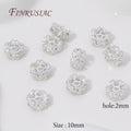 18K Gold Plated Flower Beads with Zircon | DIY Jewelry Jewelry Making Beads P3 Silver Plated-10mm 6 pcs