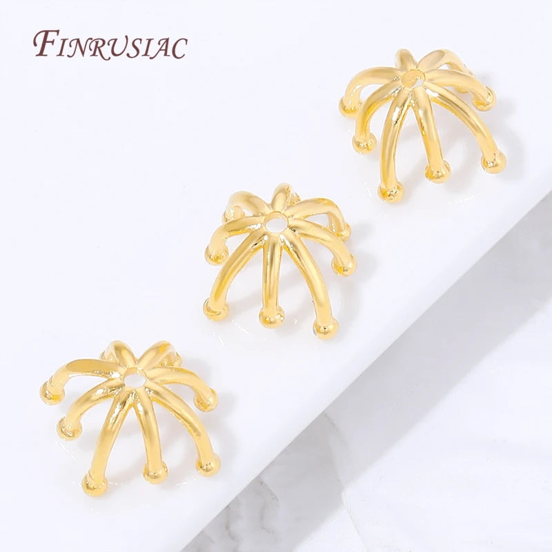18K Gold Plated Flower Bead Caps | Brass Spacer Jewelry Findings Jewelry Findings P3