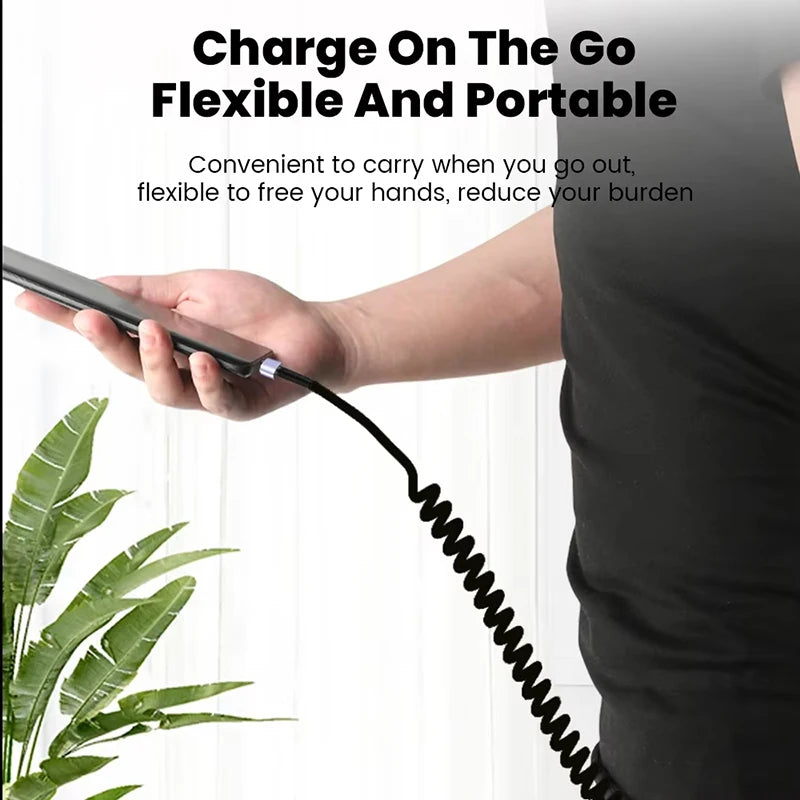 66W Spring Coil USB-C Fast Charging Cable | 20cm–1m Retractable USB Charging Cable P3