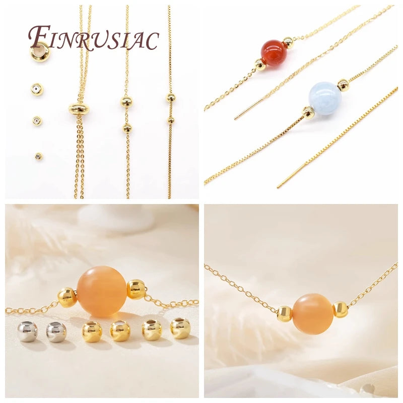 20pcs 18K Gold Plated Brass Rondelle Stopper Beads 3–8mm Silicone Jewelry Stopper Beads P3