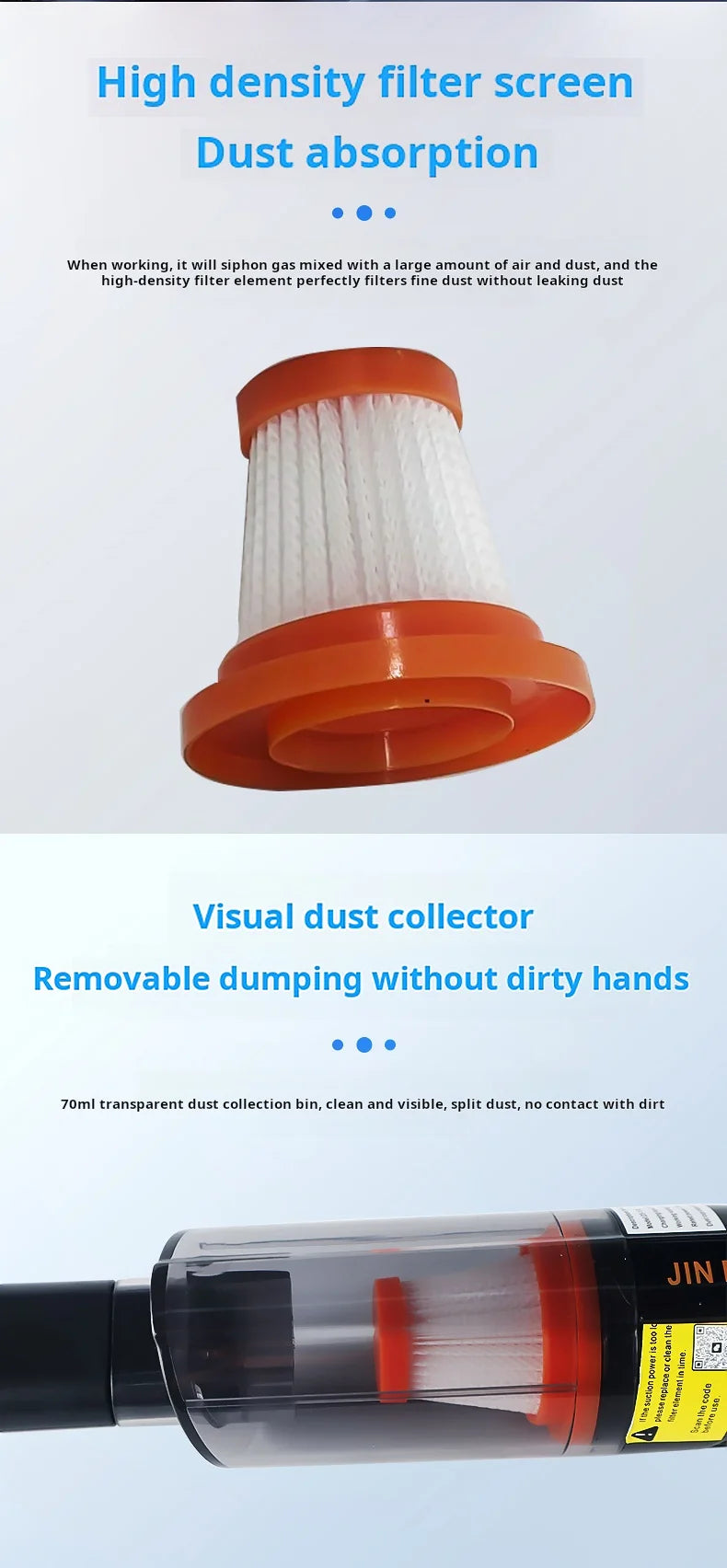 JingBoYang 60W Bagless Handheld Vacuum – Car, Home & Garage Handheld Vacuum Cleaner P3