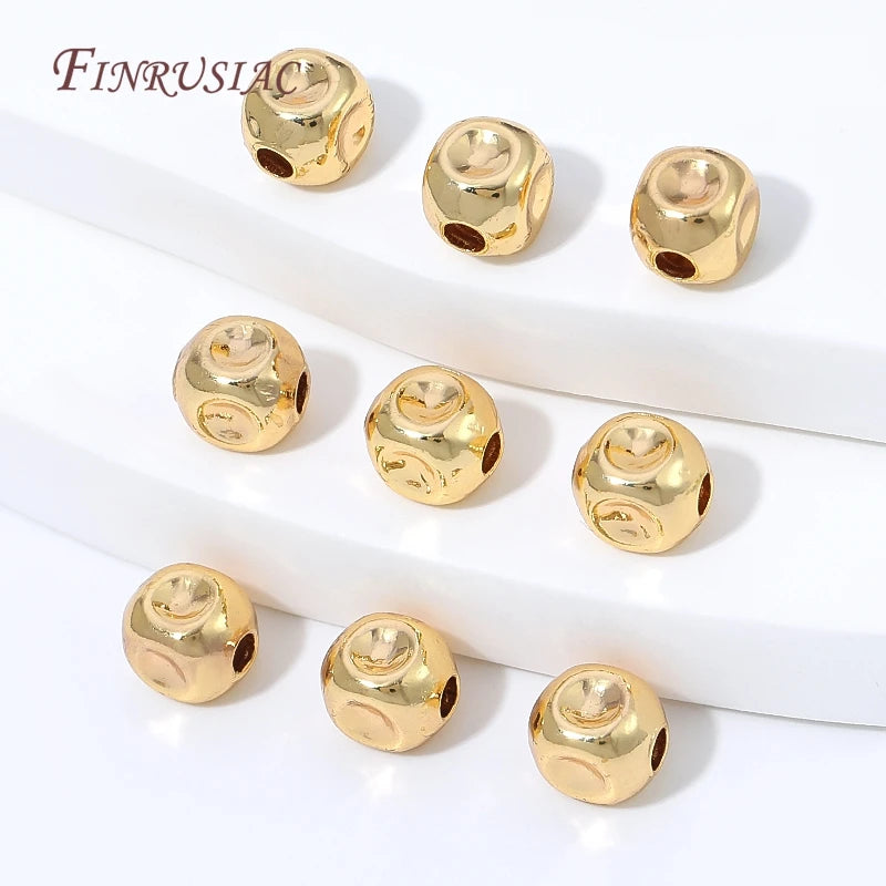 18K Gold Plated Spacer Beads | Brass Crushed Beads 10/20Pcs Jewelry Spacer Beads P3