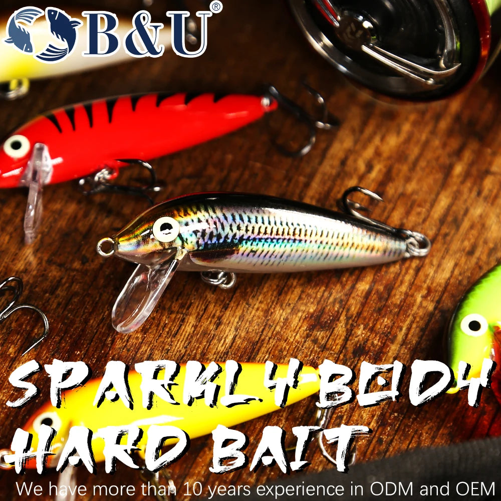B&U 46mm 5g Sinking Minnow Jerkbait – Trout Bass Hard Lure Sinking Minnow Lure P3