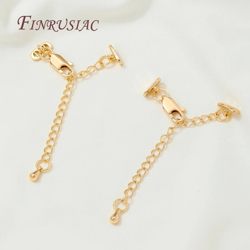 18K Gold Plated Extension Chain Spring Clasp – Pearl Necklace DIY Jewelry Finding Chain P3