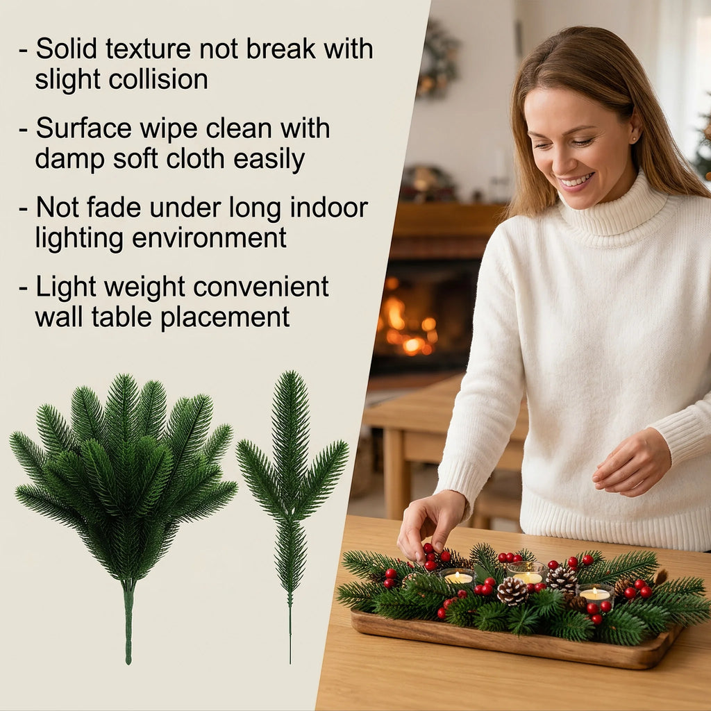 50pcs Artificial Pine Needle Branches | Foldable Xmas Décor Christmas Décor Set P3