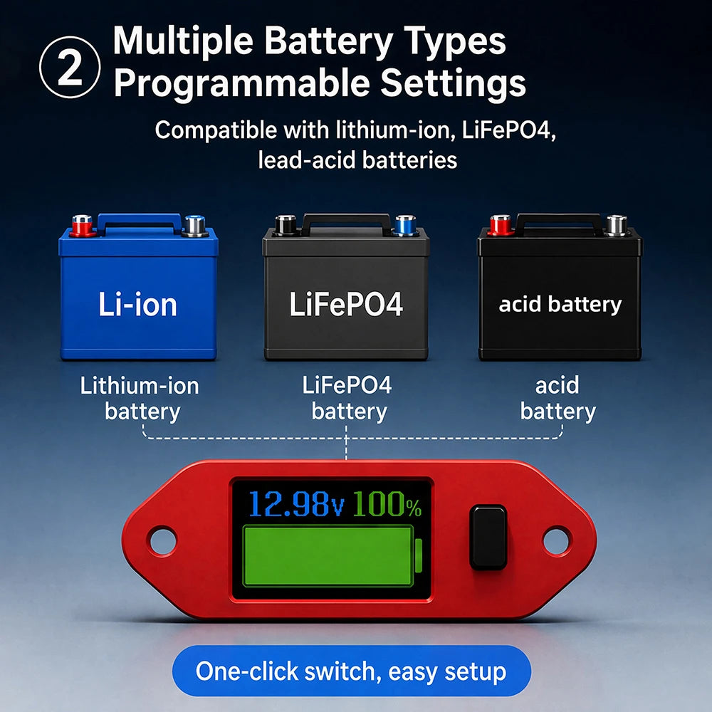 Gaqqee DC 4–55V Programmable Voltmeter & Battery Indicator Digital Voltmeter P3