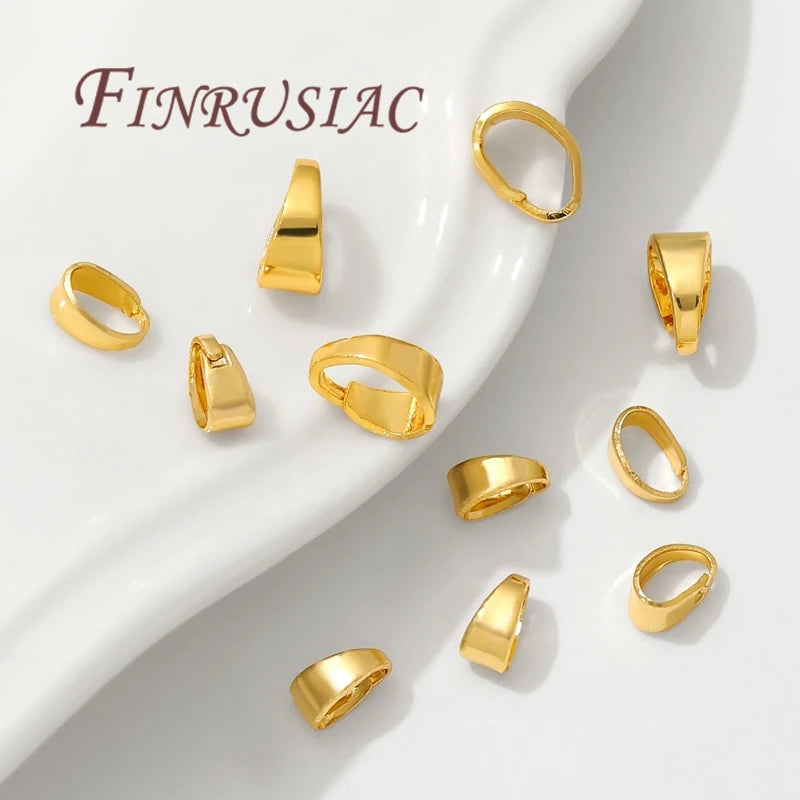 18K Gold Plated Pinch Bail Clasps | Brass Pendant Connectors Jewelry Findings P3