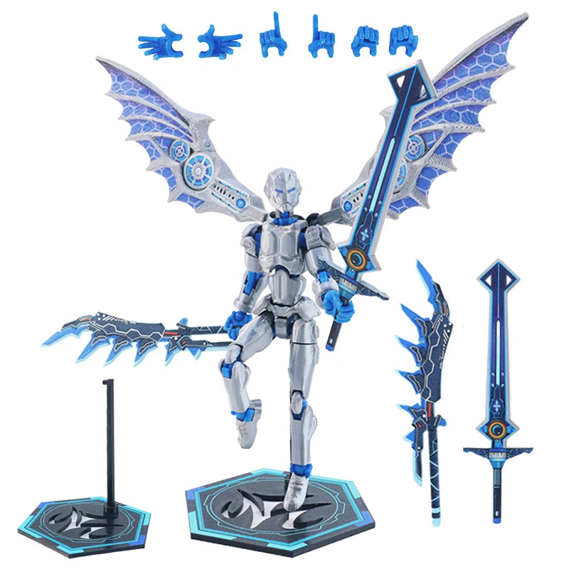 Winged Mech Robot Model – 3D Printed Poseable Desktop Figure Poseable Robot Figure P3