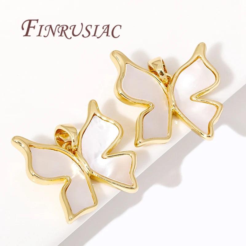 18K Gold Plated Shell Butterfly Charms | DIY Jewelry Pendants Jewelry Pendant Charms P3