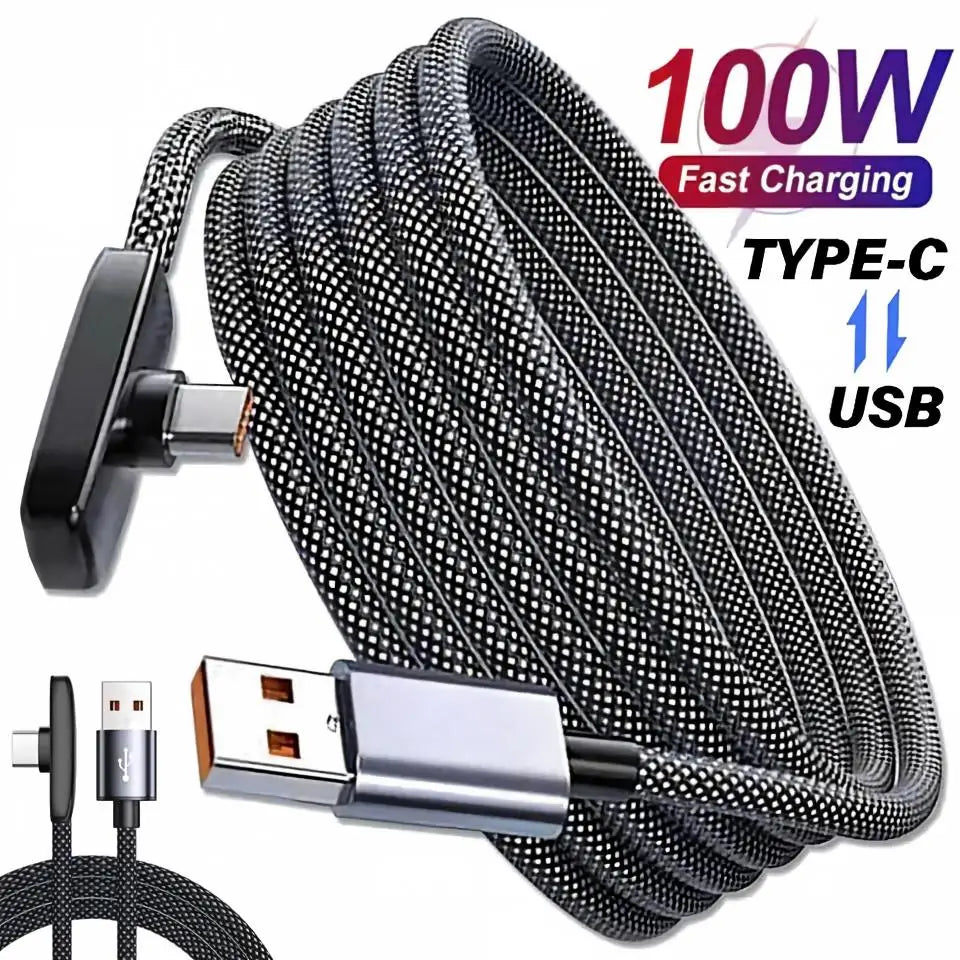 100W USB-C 90° Elbow Fast Charging Cable | 6A PD Game Cable USB-C Charging Cable P3
