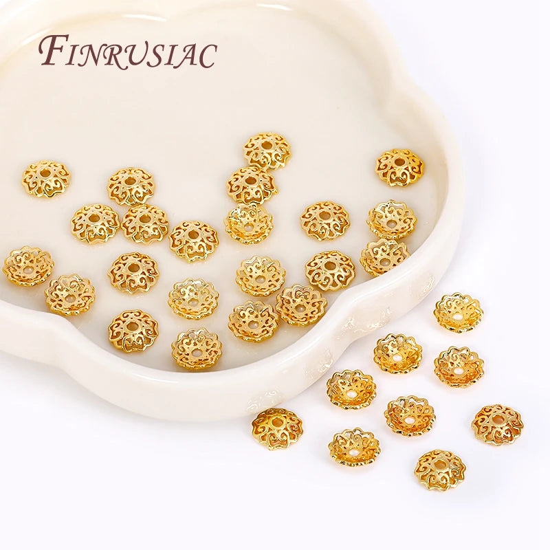 8mm 18K Gold Plated Filigree Flower Bead Caps | DIY Jewelry Jewelry Bead Caps P3