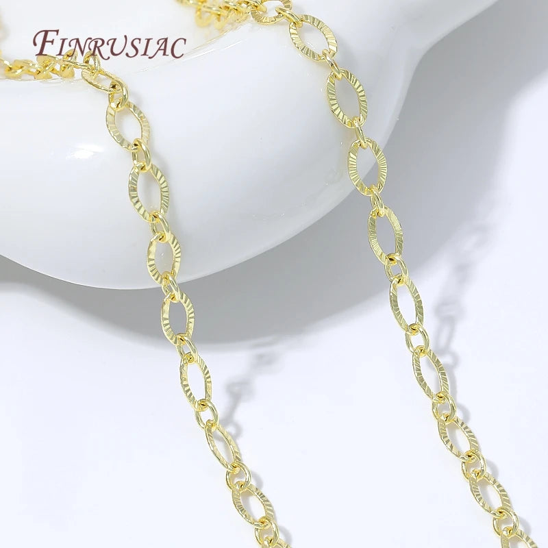 18K Gold Plated Oval Embossed Link Chain – DIY Jewelry Making DIY Jewelry Chain P3