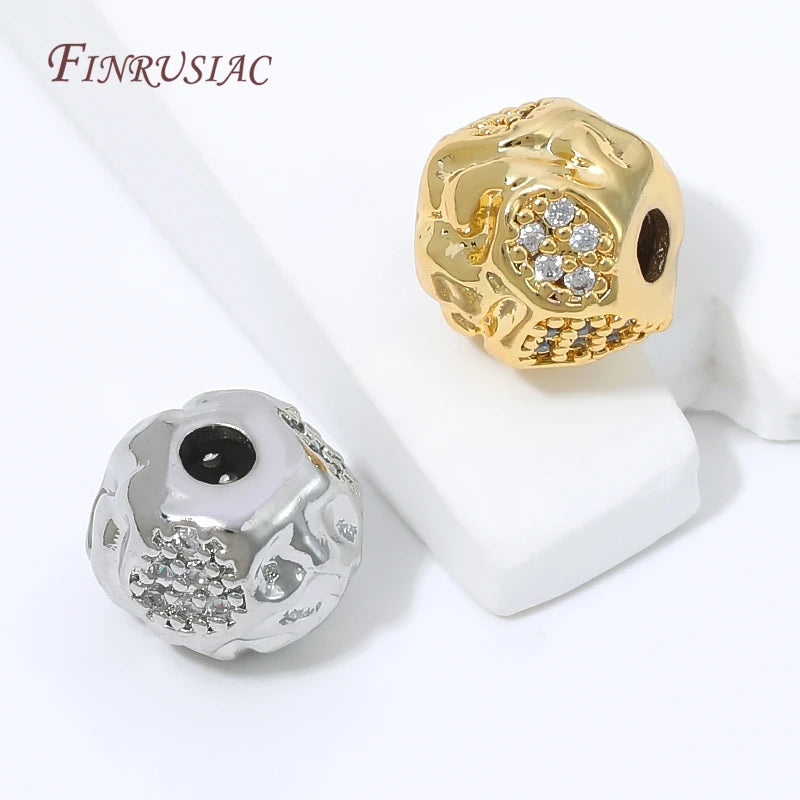 18K Gold Plated CZ Paved Round Spacer Beads – Jewelry Making Jewelry Spacer Beads P3