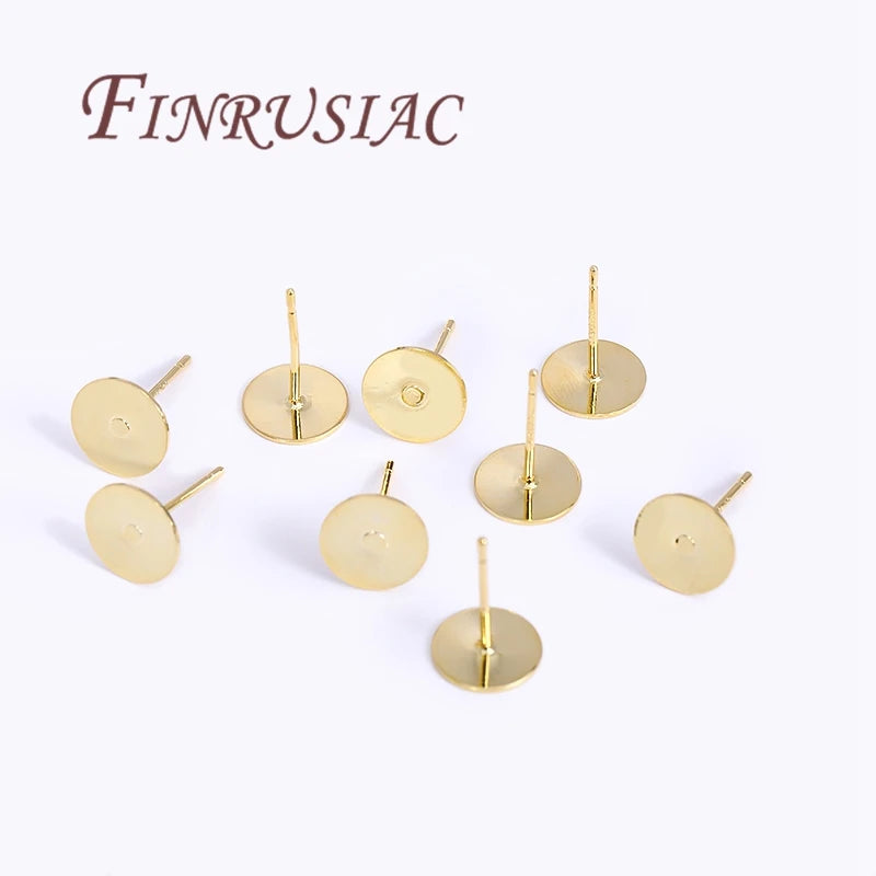 50Pcs 18K Gold Plated Blank Stud Earring Bases – DIY Jewelry Earring Stud Findings P3