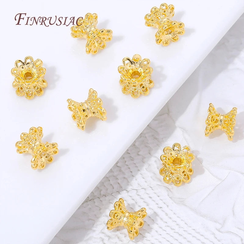 18K Gold Plated Filigree Flower Bead Caps | DIY Jewelry Making Jewelry Bead Caps P3