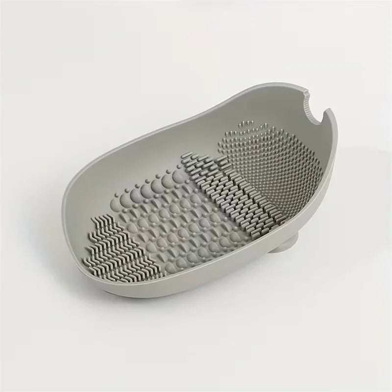 Silicone Makeup Brush Cleaning Bowl – Suction Cup Base Brush Cleaning Bowl P3 Gray