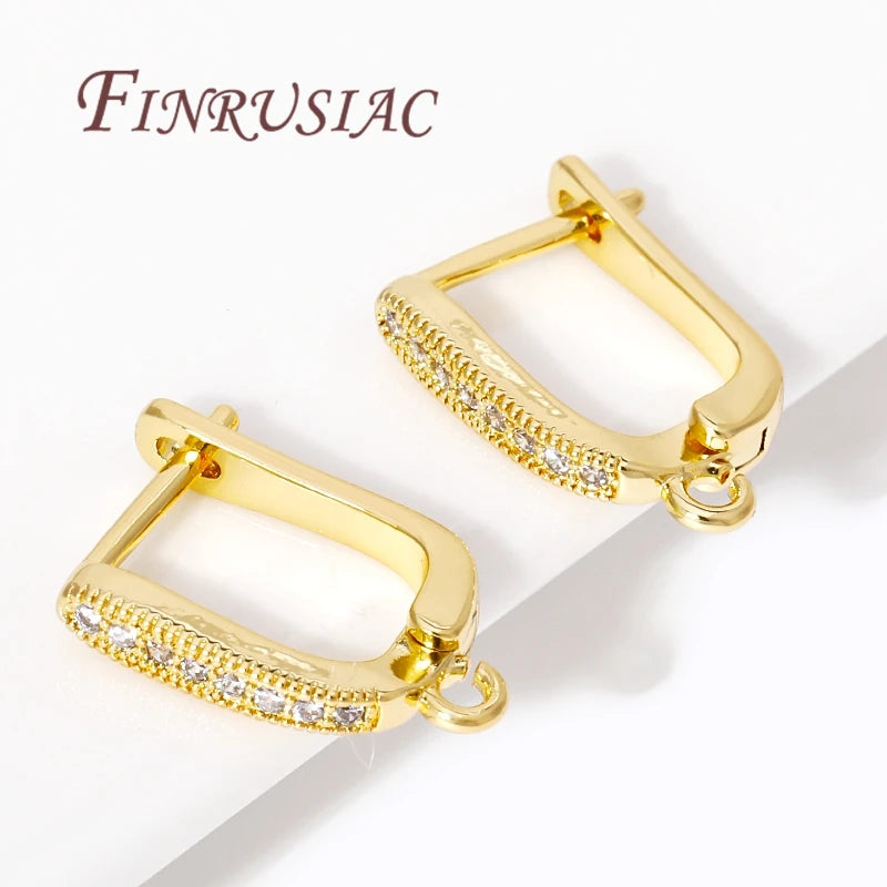 18K Gold Plated Zircon Earring Hook Clasps – DIY Findings Earring Hook Findings P3