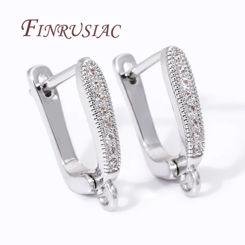 18K Gold Plated Brass Zircon Earring Hook Clasp DIY Findings Earring Hook Findings P3