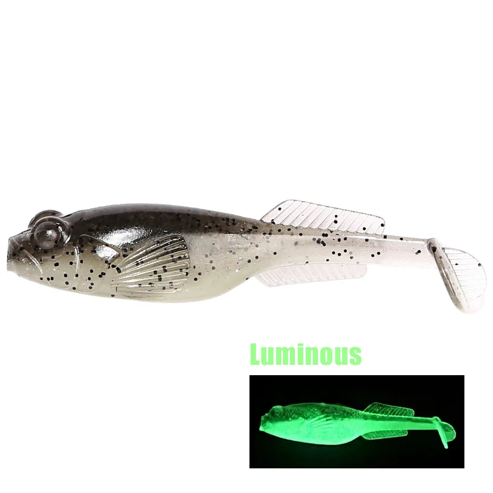 B&U Swim Goby Soft Plastic Lures – Texas Rig Drop Shot Bass Soft Plastic Lure P3 luminous 8pcs-6.5cm-3.6g
