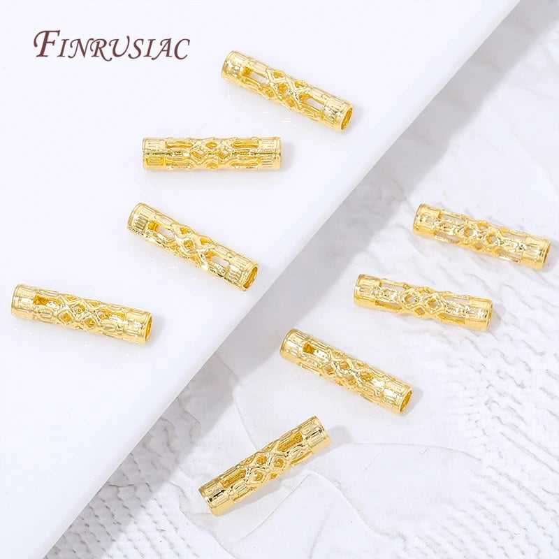 18K Gold Plated Filigree Cylinder Tube Spacer Beads | DIY Jewelry Jewelry Spacer Beads P3