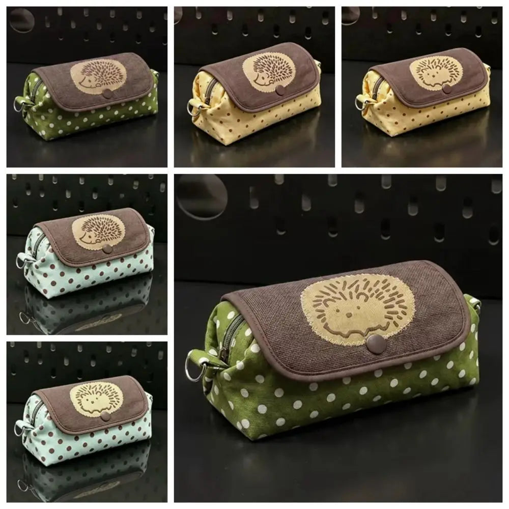 Cute Hedgehog Pencil Case – Large Capacity Dot Pattern Pen Bag Pencil Case P3