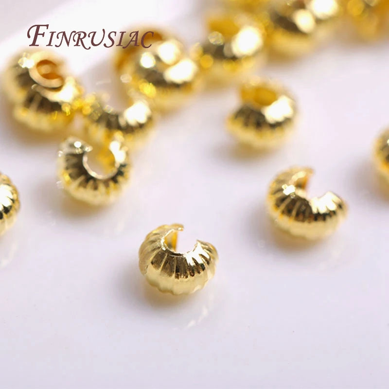 14K/18K Gold Plated 4mm Crimp Bead Covers | DIY Jewelry Findings Jewelry Findings P3