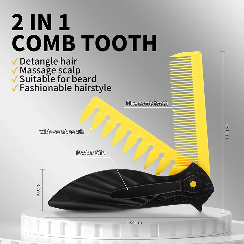 2-in-1 Folding Pocket Comb – Wide Tooth & Beard Styling Hair Styling Comb P3