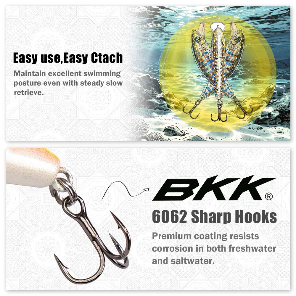 B&U Trout Sinking Minnow Lure Set – Jerkbait Crankbait 3/4pc Fishing Lure Set P3