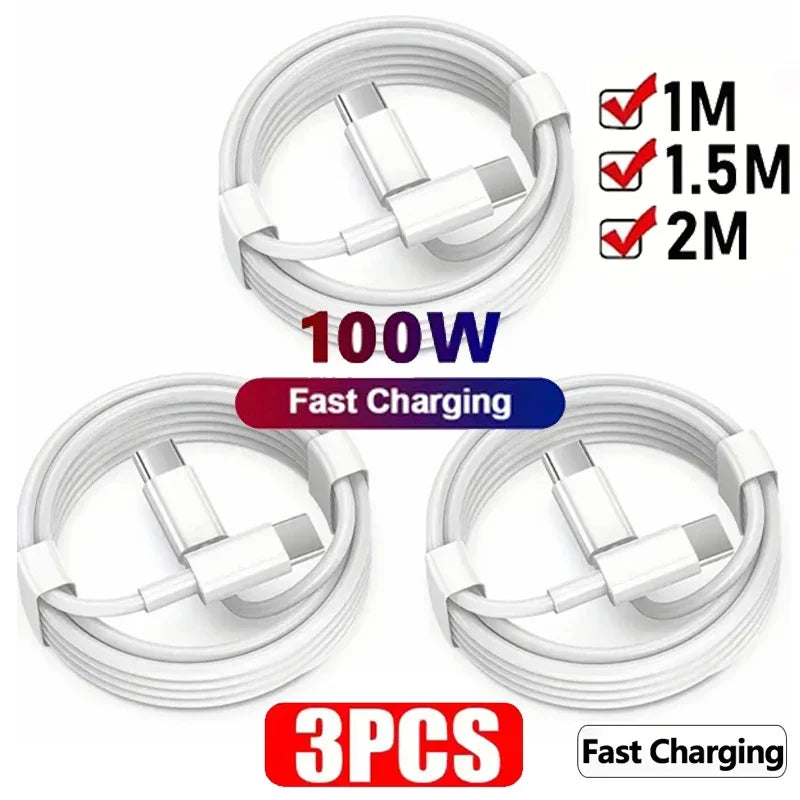 100W USB-C to USB-C Fast Charging Cable | 1M/2M, 1 or 3 Pack USB-C Charging Cable P3