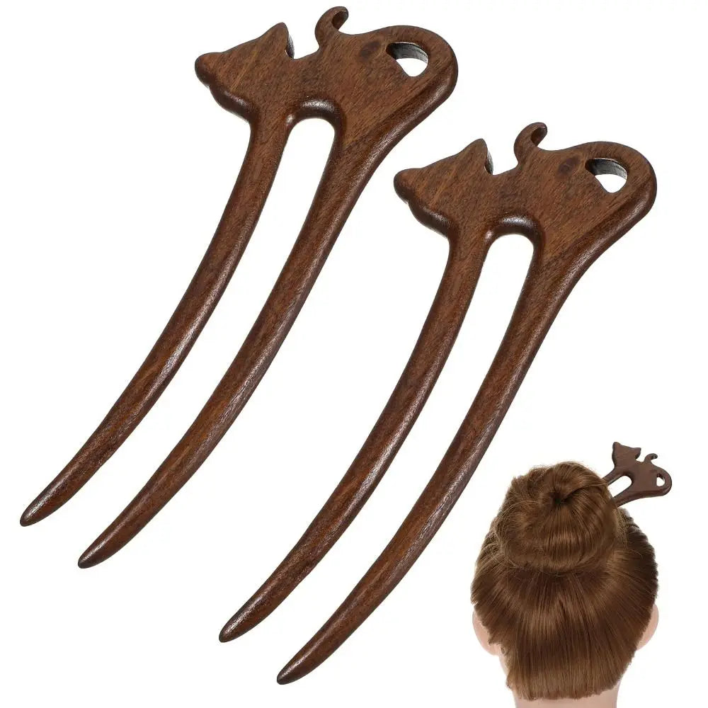 Handmade Wooden U-Shape Hair Fork – Vintage Carved Hair Stick Wooden Hair Fork P3