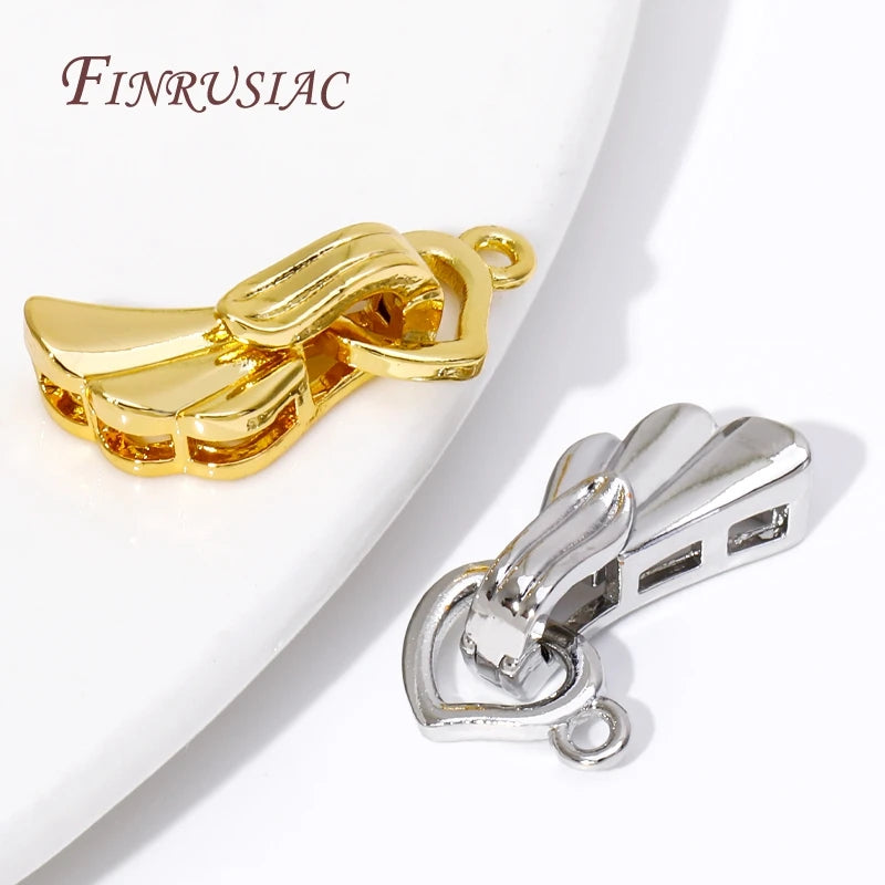Angel Wings Heart Clasp 18K Gold Plated – DIY Jewelry Connector Jewelry Clasp Finding P3