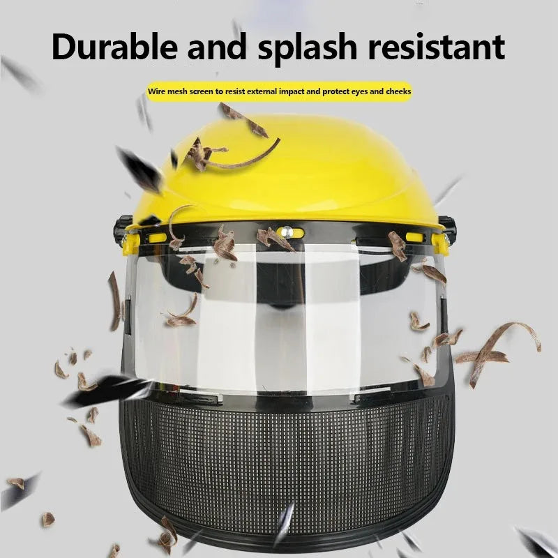PVC Safety Helmet Full Face Mesh Mask – Garden & Forestry Safety Helmet P3