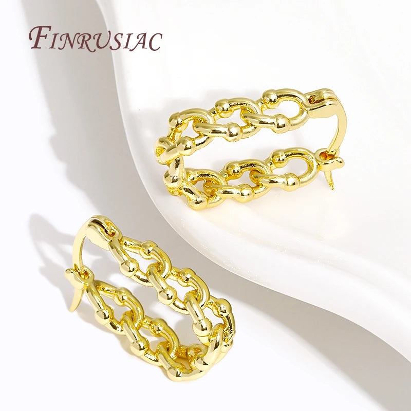 18K Gold Plated Zircon Geometric Hoop Earrings for Women Hoop Earrings P3