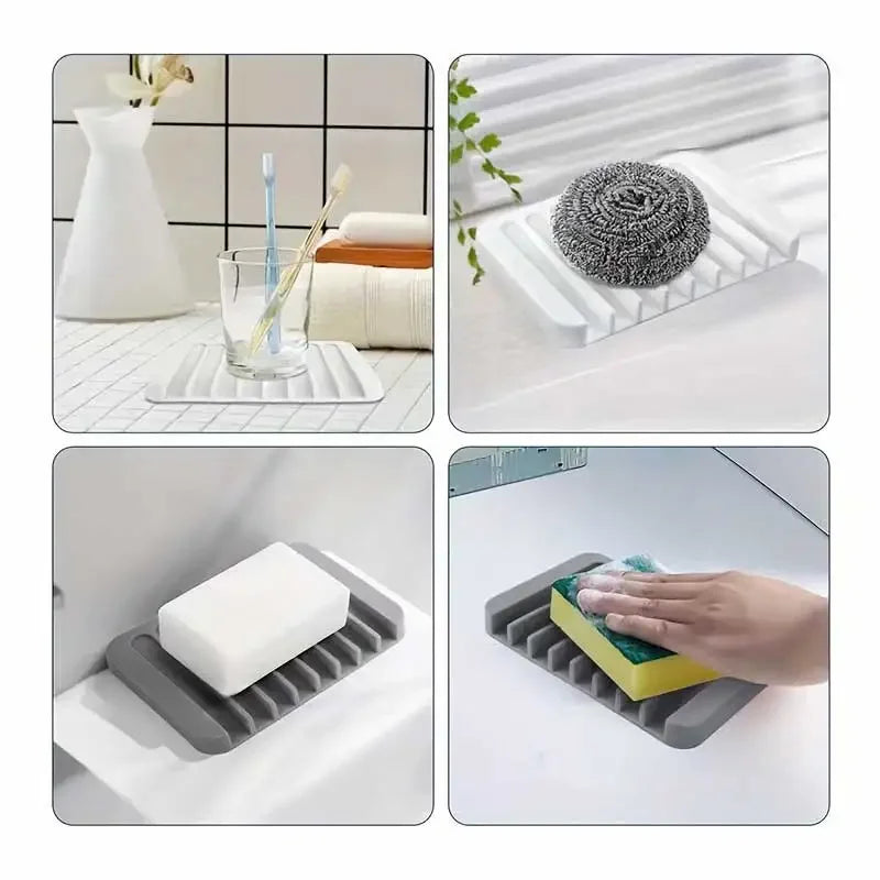 Silicone Draining Soap Dish – Non-Slip Flexible Soap Holder Soap Dish Holder P3
