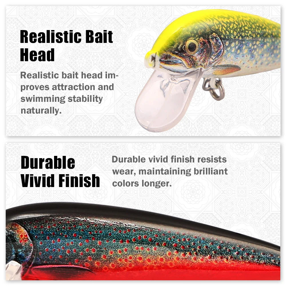 B&U Trout Sinking Minnow Lures Set | 3D Jerkbait 3/4pcs Fishing Lure Set P3
