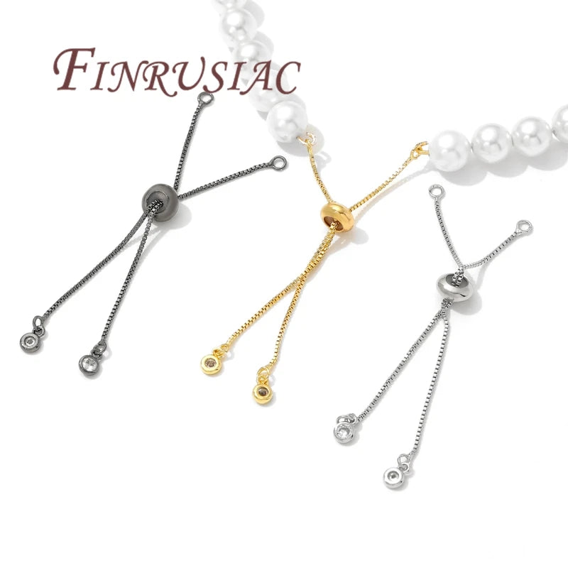18K Gold Plated 7cm Box Chain Bracelet Extender with Silicone Bead Jewelry Extension Chain P3
