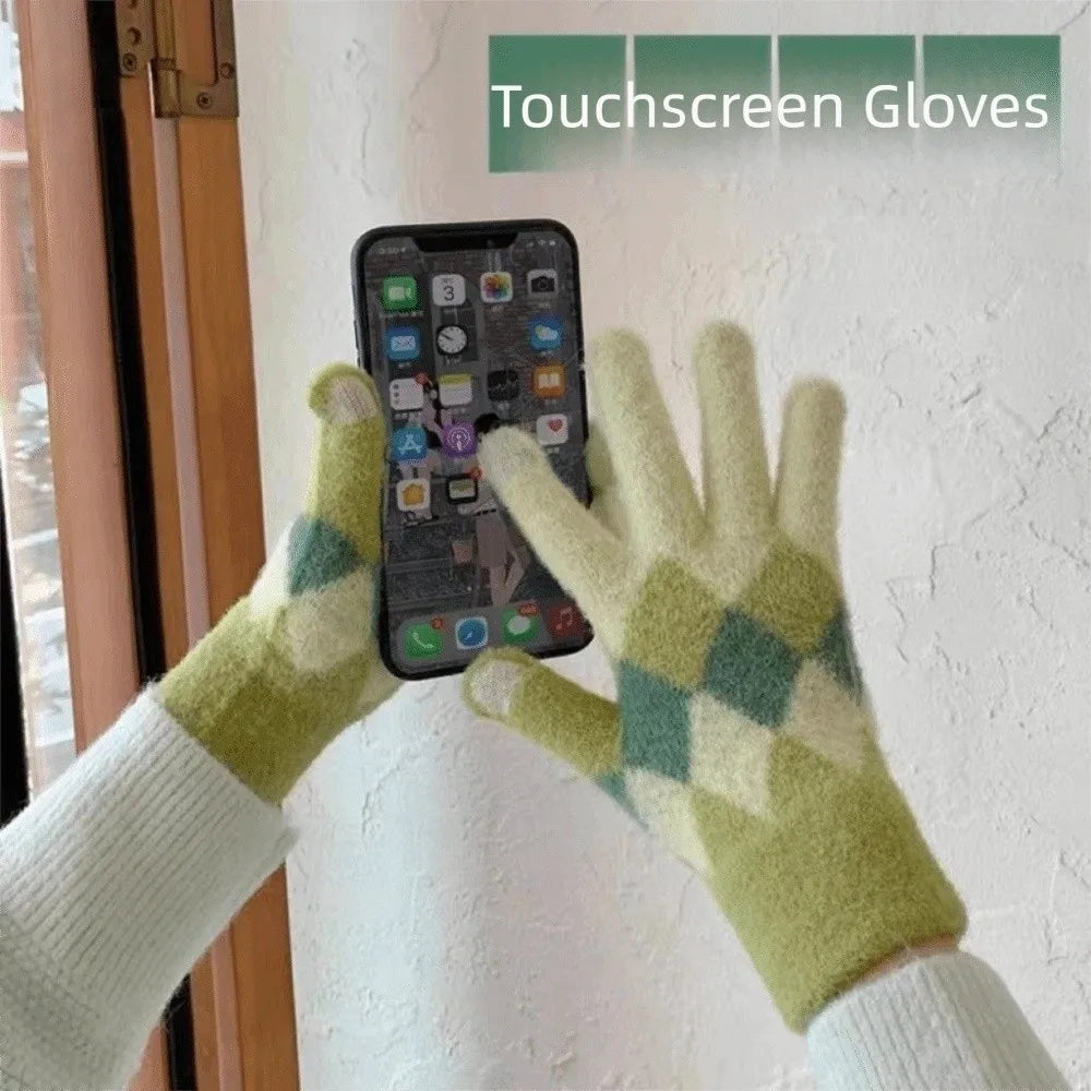Women's Knit Touchscreen Winter Gloves – Windproof Full Finger Winter Knit Gloves P3