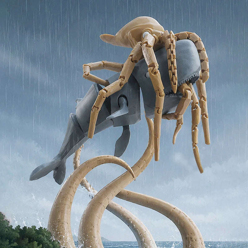 Articulated Giant Squid & Sperm Whale 3D Printed Figure Set Action Figure Set P3