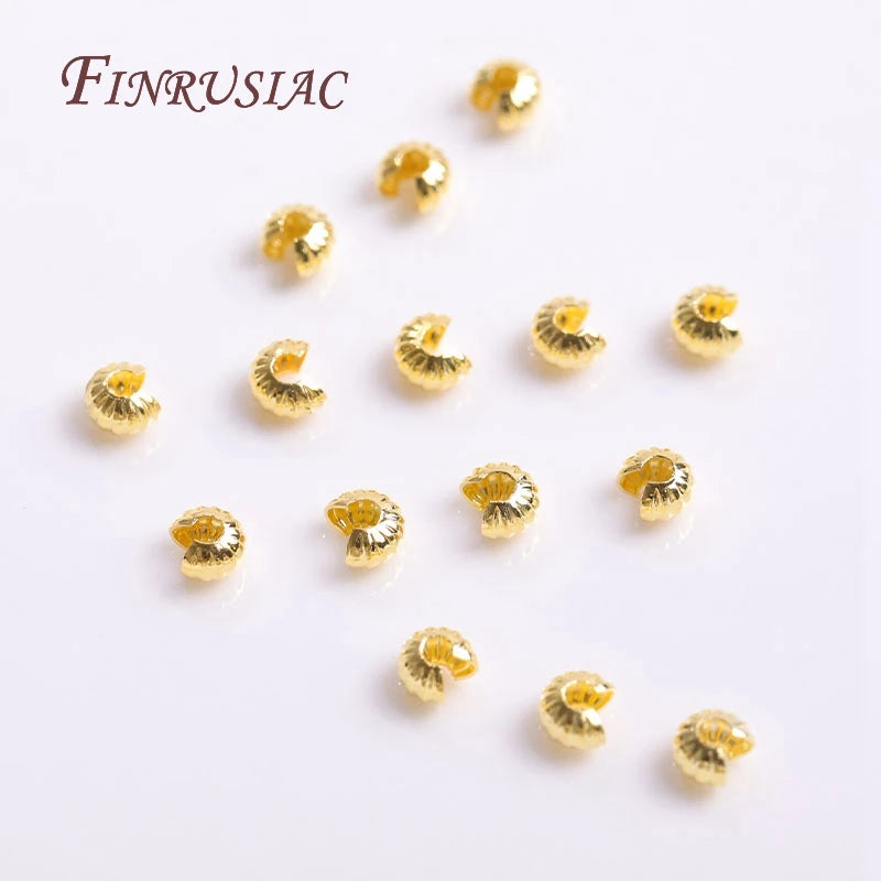 14K/18K Gold Plated 4mm Crimp Bead Covers | DIY Jewelry Findings Jewelry Findings P3
